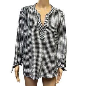Vineyard Vines Seersucker Savannah Gingham Seersucker 3 Quarter SlV Blouse XL